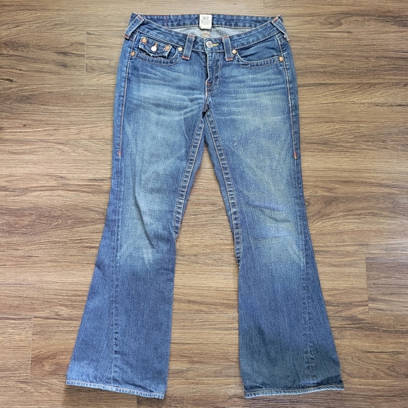 Y2K Vintage True Religion World Tour Joey Twisted Seam Flare Jeans Womens Sz 29* - Picture 2 of 10